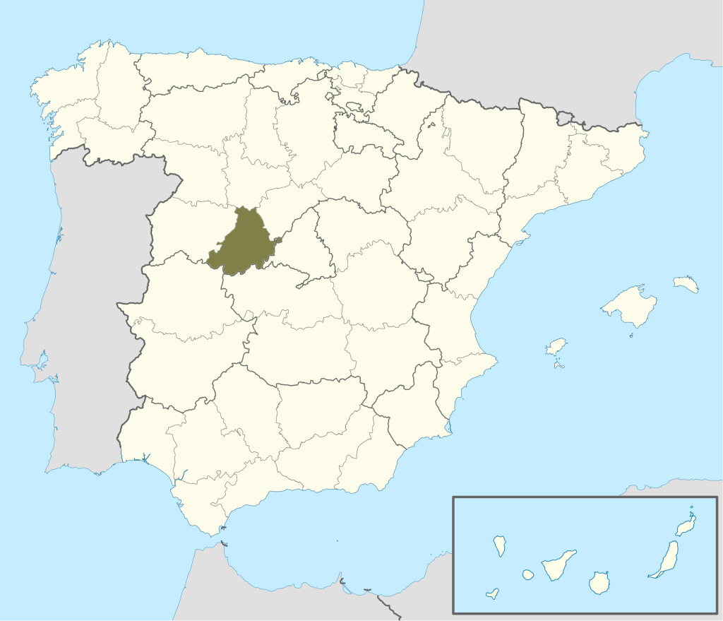Mapa de ubicación de la provincia de Ávila.