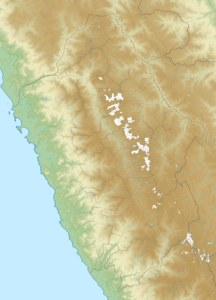 Mapa físico en blanco del departamento de Áncash.