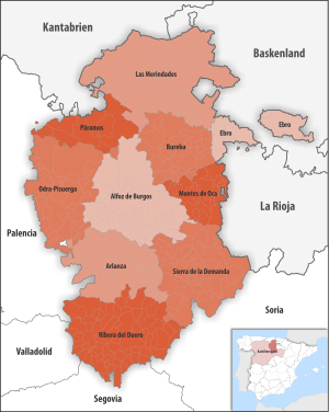 Mapa de las comarcas de la provincia de Burgos