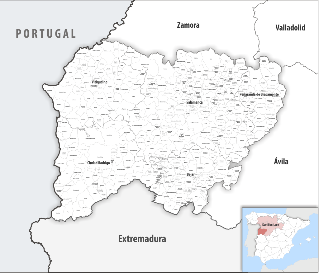 Mapa de los municipios de la provincia de Salamanca.