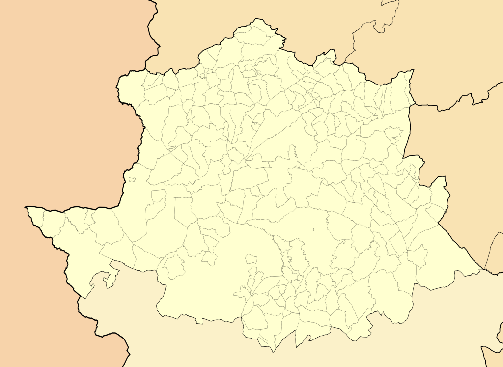 Mapa mudo de la provincia de Cáceres.