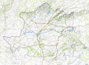 Mapa topográfico de la provincia de Cáceres.
