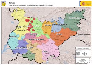 Mapa de los partidos judiciales de la provincia de Badajoz