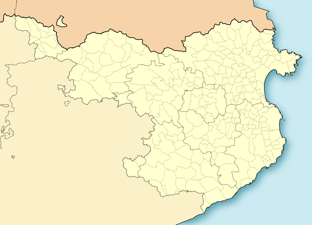 Mapa mudo de la provincia de Gerona.