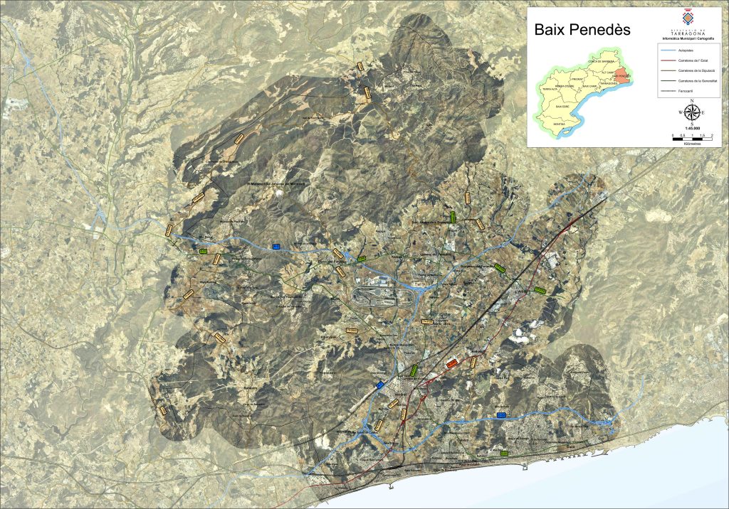 Ortoimagen de la comarca del Bajo Panadés.