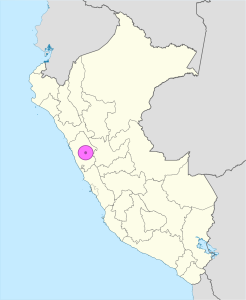 Mapa de ubicaci&oacute;n de la ciudad de Huaraz en Per&uacute;.