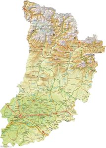Mapa de relieve de la provincia de Lérida.