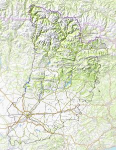 Mapa topográfico de la provincia de Lérida.