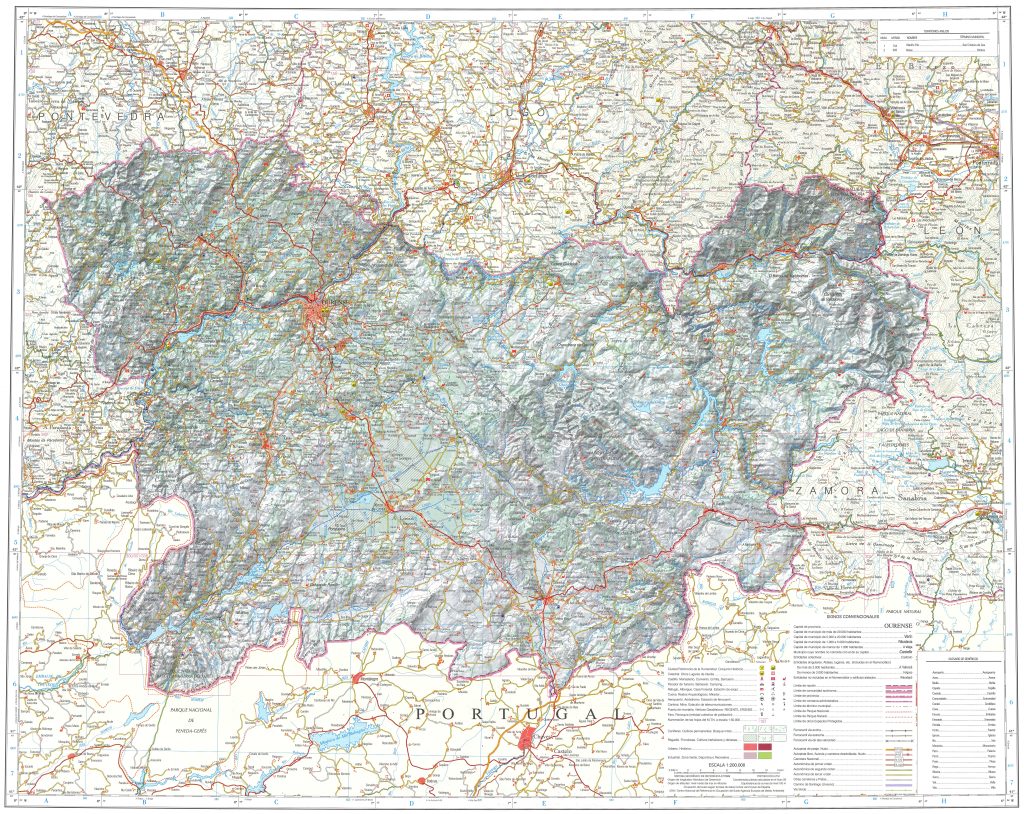Mapa de la provincia de Orense.