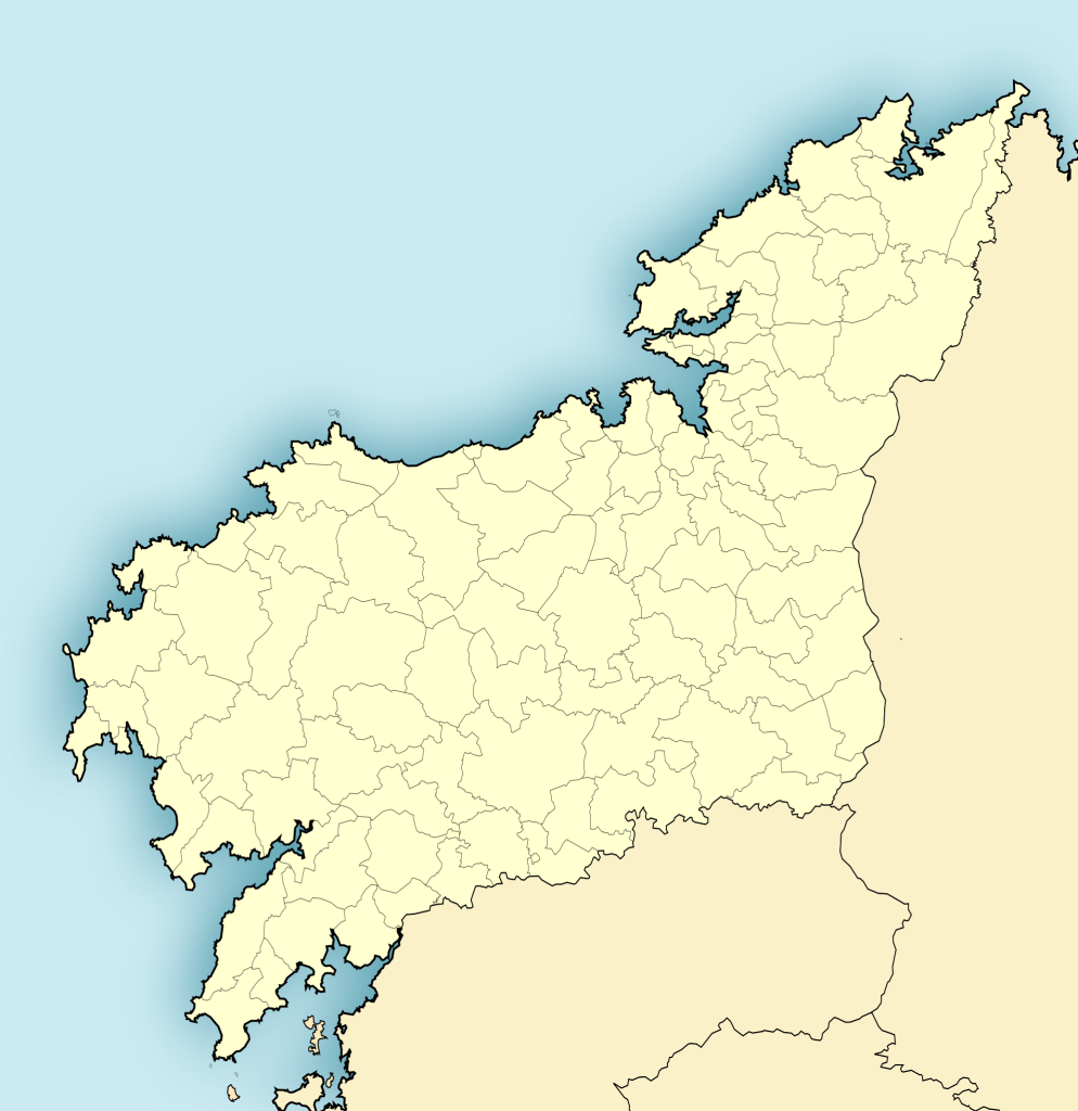 Mapa mudo de la provincia de La Coruña.