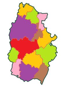 Mapa mudo de las comarcas de la provincia de Lugo.