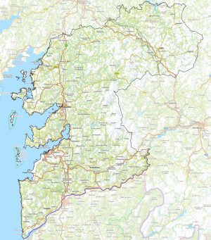 Mapa físico de la provincia de Pontevedra