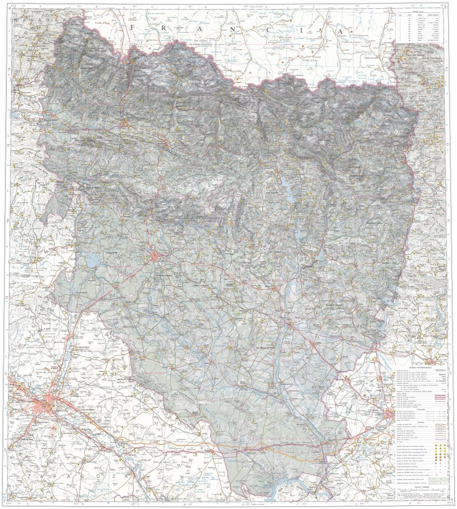 Mapa de la provincia de Huesca.