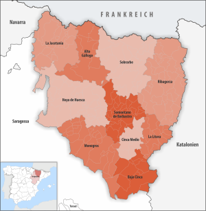 ¿Cuáles son las comarcas de la provincia de Huesca?