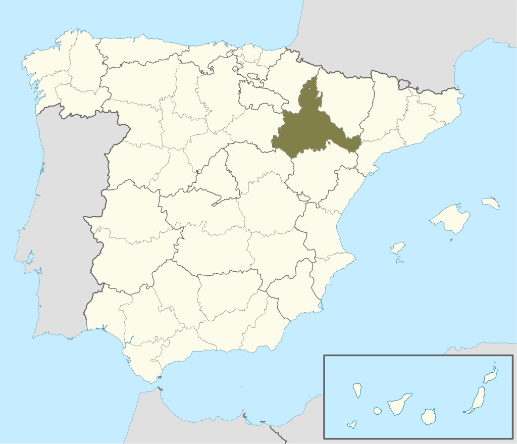 Mapa de ubicación de la provincia de Zaragoza.