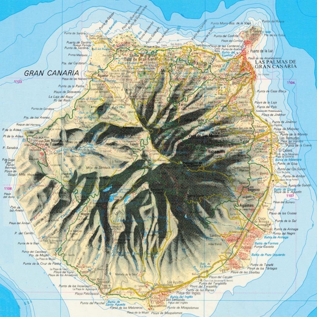 Mapa de la isla de Gran Canaria.