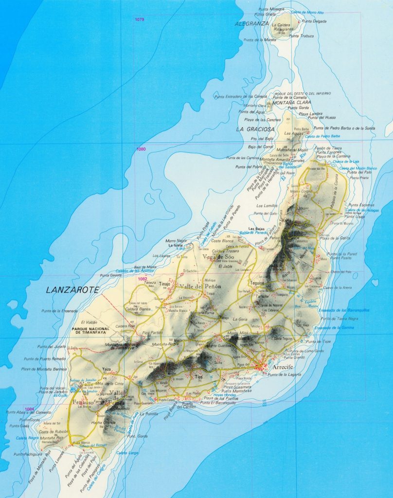 Mapa de la isla de Lanzarote.