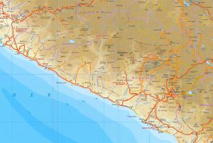 Mapa topogr&aacute;fico del departamento de Arequipa.