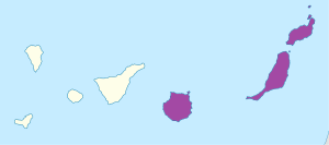 Mapa de ubicación de la provincia de Las Palmas dentro de las Islas Canarias.