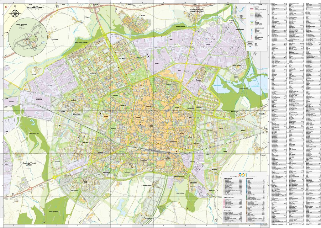 Mapa de la ciudad de Vitoria, España.