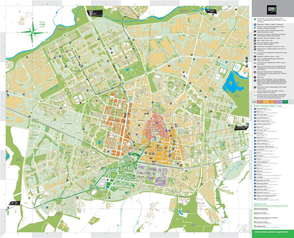 Mapa turístico de la ciudad de Vitoria.