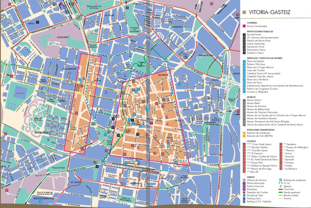 Plano del centro de Vitoria-Gasteiz.