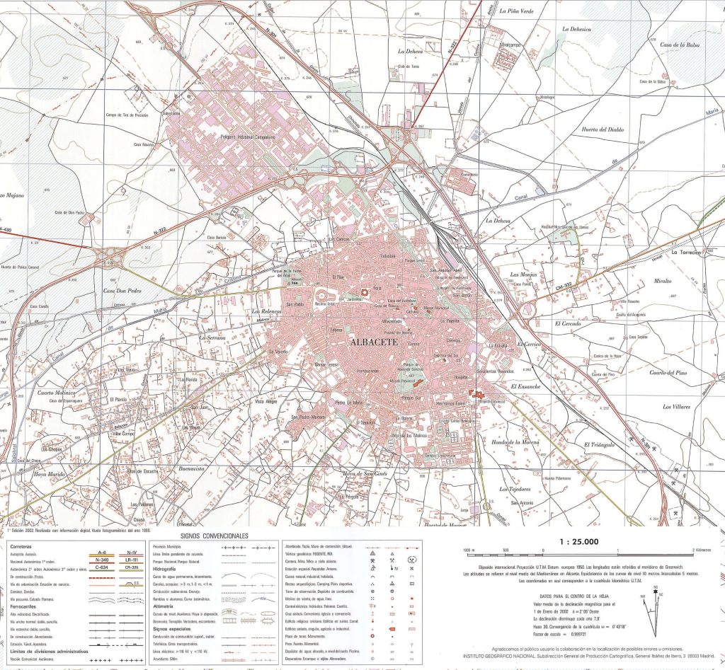 Mapa de accesos por carretera a la ciudad de Albacete.