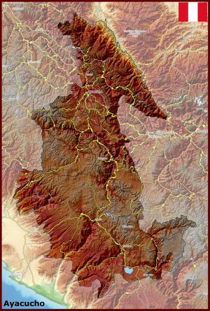 Mapa f&iacute;sico del departamento de Ayacucho