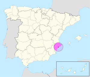 Mapa de ubicación de la ciudad de Alicante en España.