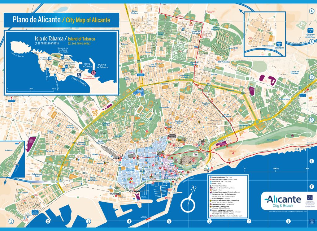 Mapa turístico de la ciudad de Alicante.