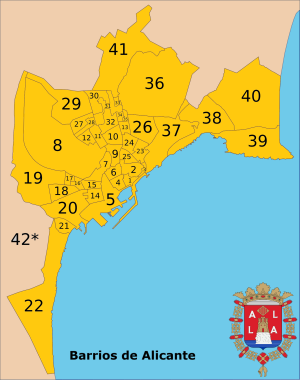 ¿Cuáles son los barrios de la ciudad de Alicante?