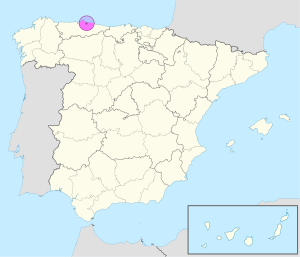 Mapa de ubicación de Gijón en España. Mapa de ubicación de Gijón en España.
