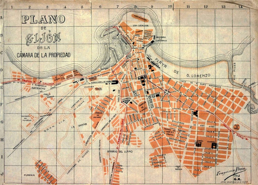 Plano de Gijón de 1912.