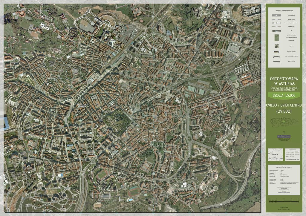 Ortomapa del centro de Oviedo.