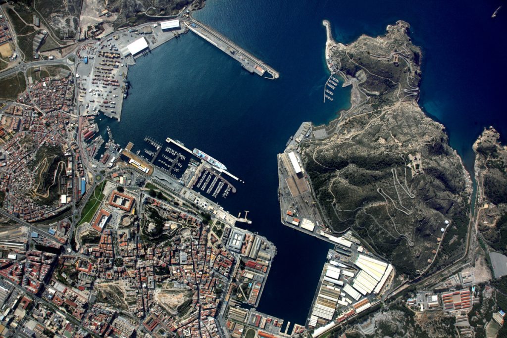 Imagen satelital del Puerto de Cartagena (España).