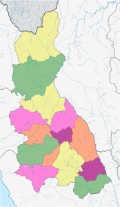 Mapa mudo coloreado del departamento de Cajamarca.