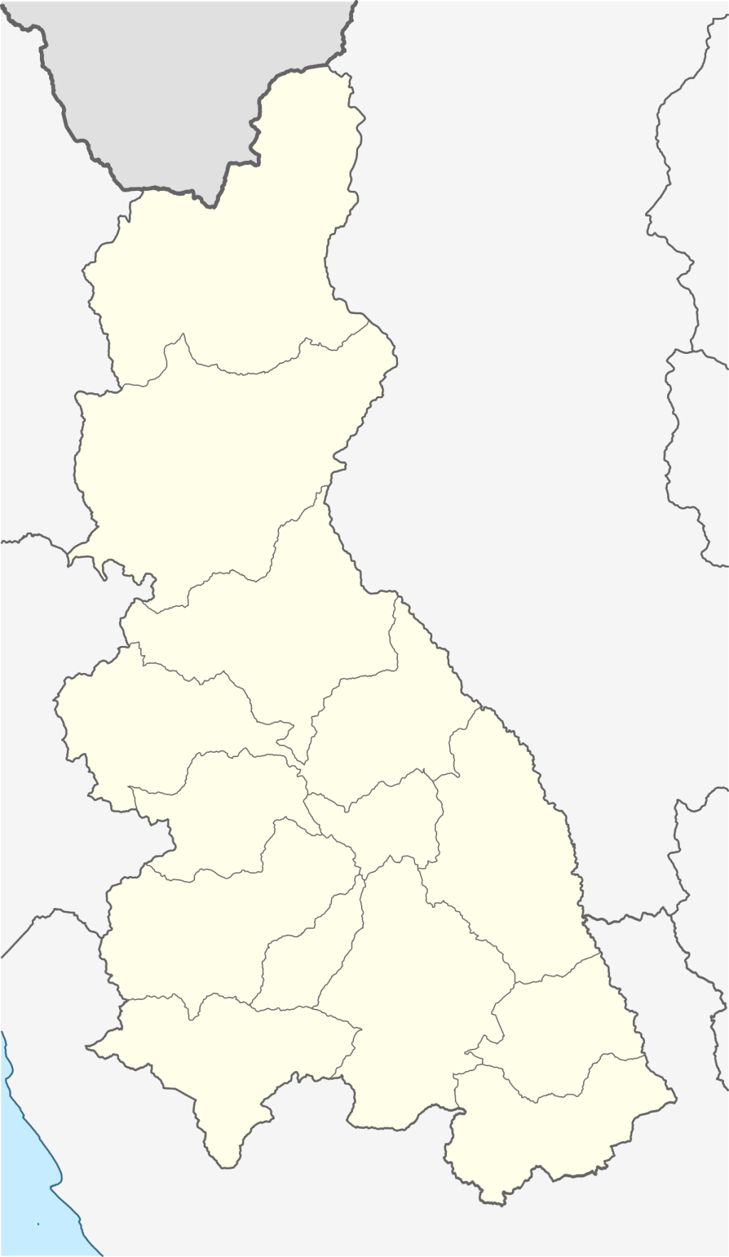 Mapa mudo del departamento de Cajamarca.