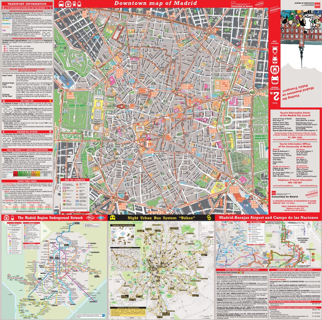 Plano del transporte público de la ciudad de Madrid.