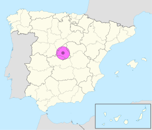 Mapa de ubicación de Madrid en España.
