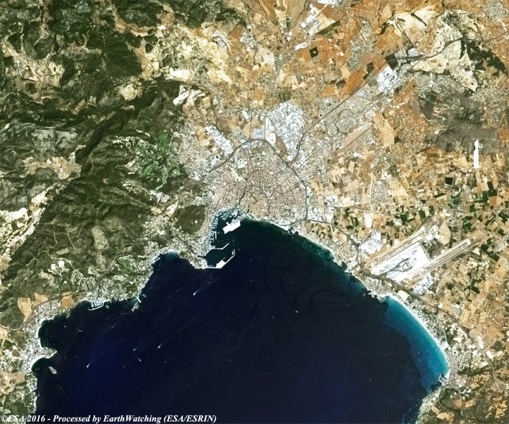 Imagen de satélite de Palma de Mallorca 2016.