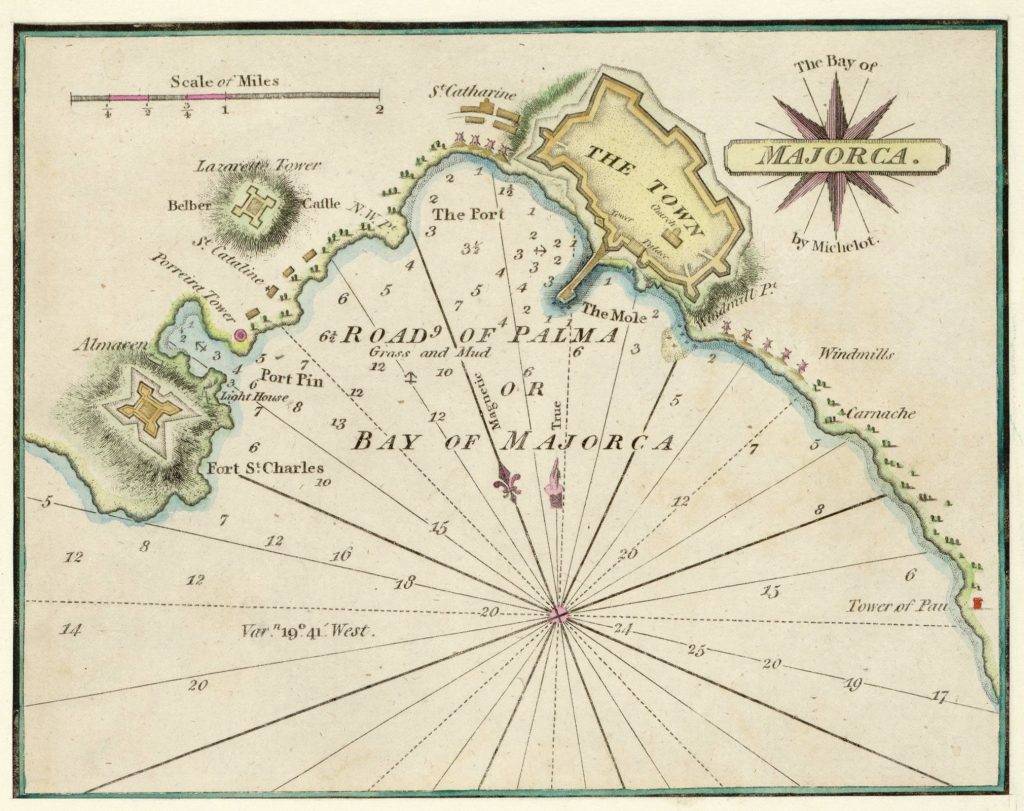 Plano de la Bahía de Mallorca en 1810.
