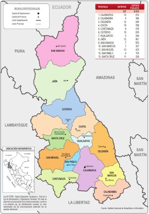 &iquest;Cu&aacute;les son las provincias del departamento de Cajamarca?