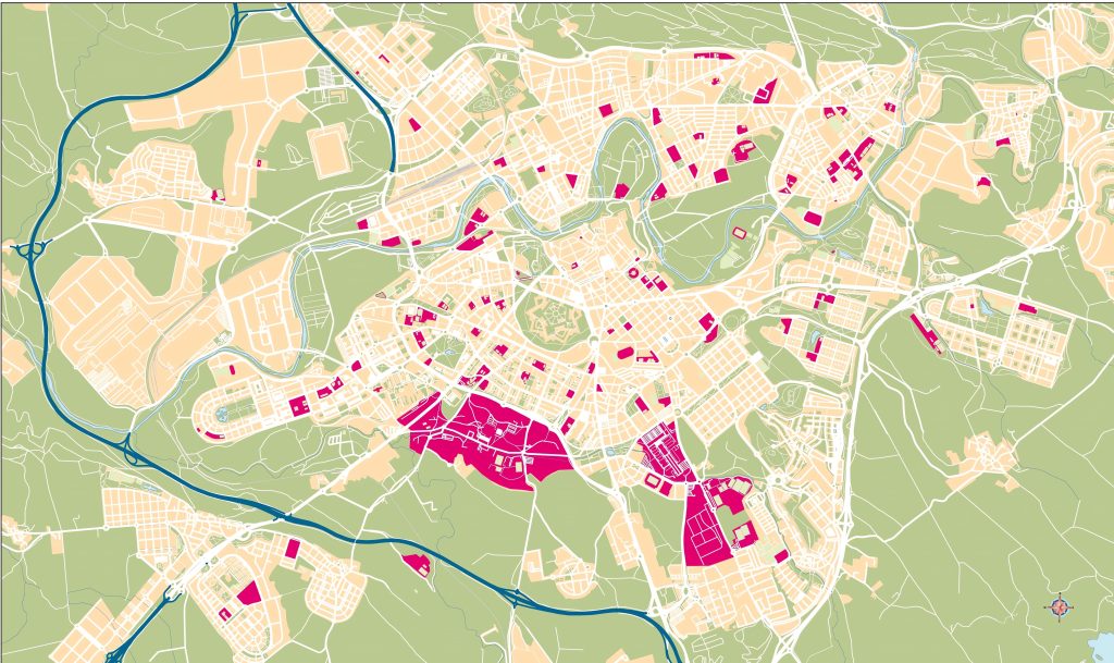 Mapa mudo de Pamplona.