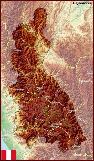 Mapa f&iacute;sico del departamento de Cajamarca