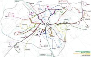 Plano de rutas de autobús en Pamplona y alrededores