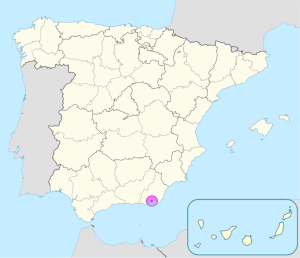 Mapa de ubicación de Almería en España.