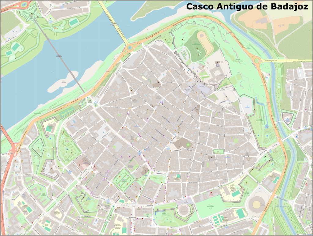 Plano del Casco antiguo de Badajoz.