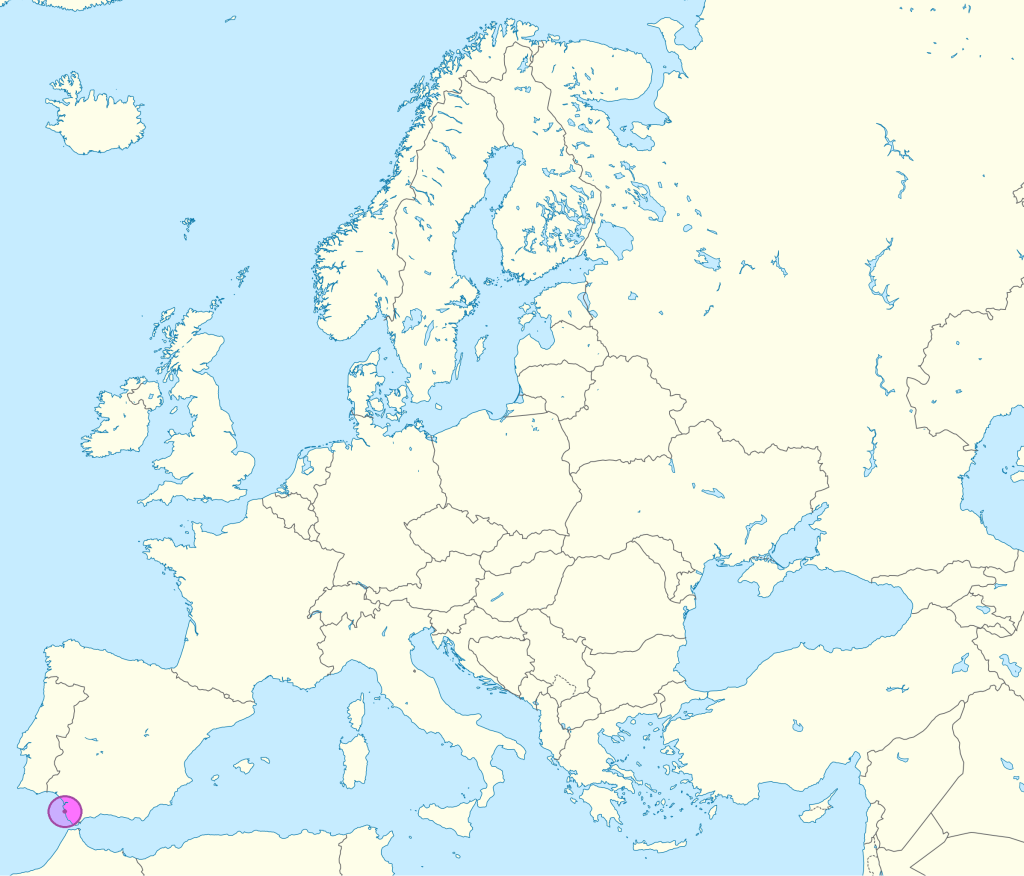 Mapa de ubicación de Cádiz.