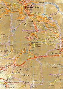 Mapa topogr&aacute;fico del departamento de Huancavelica.