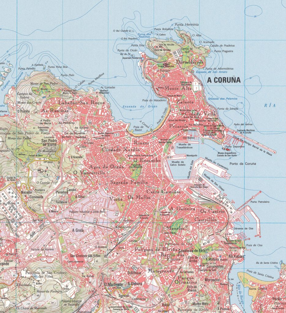 Mapa de la ciudad de La Coruña.